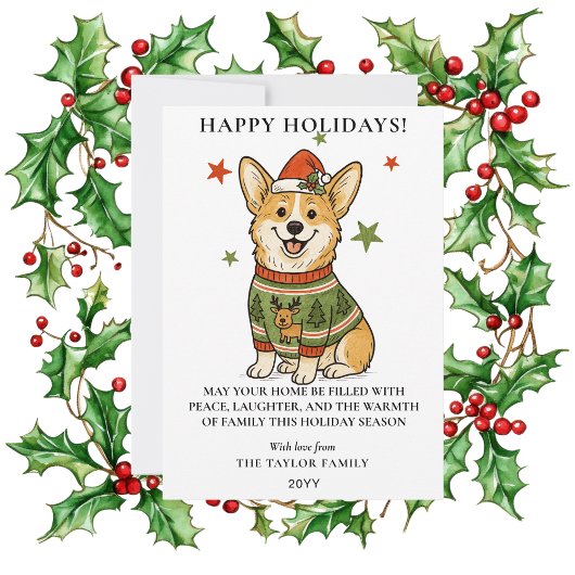 Cute Corgi Ugly Reindeer Sweater Christmas Feestdagenkaart