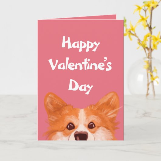 Cute Corgi Valentijn's Day Personalized Kaart (Gele Bloem)
