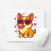 Cute Corgi Valentine Puppy With Heart Sungles  Muismat (Met muis)