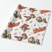 Cute Corgi Waterverf Gift Wrap Cadeaupapier (Uitgerold)