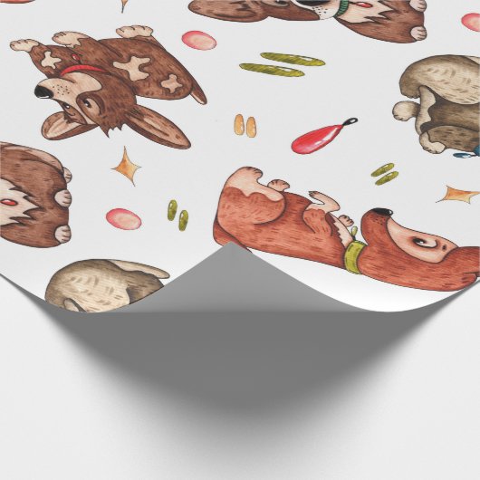 Cute Corgi Waterverf Gift Wrap Cadeaupapier (Hoek)