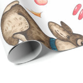 Cute Corgi Waterverf Gift Wrap Cadeaupapier (Rol Hoek)