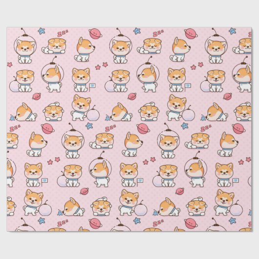 Cute Corgi Wrapping Paper Cadeaupapier (Vlak)