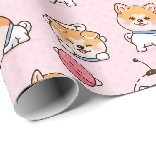 Cute Corgi Wrapping Paper Cadeaupapier (Rol Hoek)
