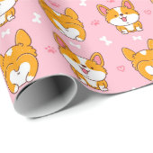 Cute Corgi Wrapping Paper Cadeaupapier (Rol Hoek)