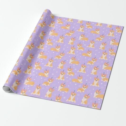 Cute Corgi Wrapping Paper Cadeaupapier (Uitgerold)