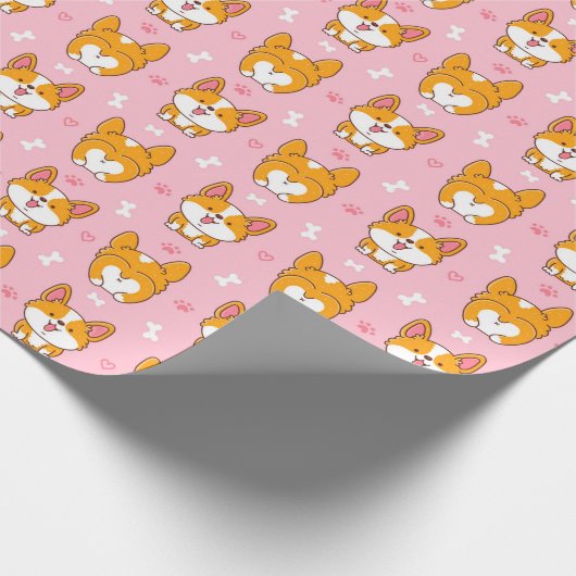 Cute Corgi Wrapping Paper Cadeaupapier (Hoek)