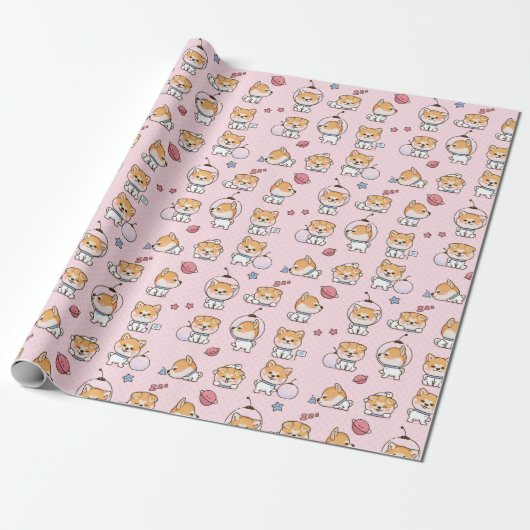 Cute Corgi Wrapping Paper Cadeaupapier (Uitgerold)