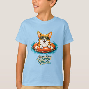 Cute Corgi Zomer Vakantie Modus T-Shirt