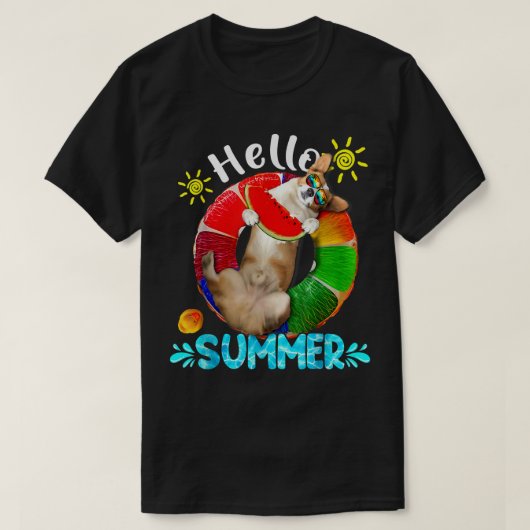 Cute Corgi-zwembad Watermeloen Hallo S T-shirt (Design voorkant)