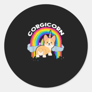 Cute Corgicorn _ Eenhoorn Regenboog _ Corgi Eigena Ronde Sticker