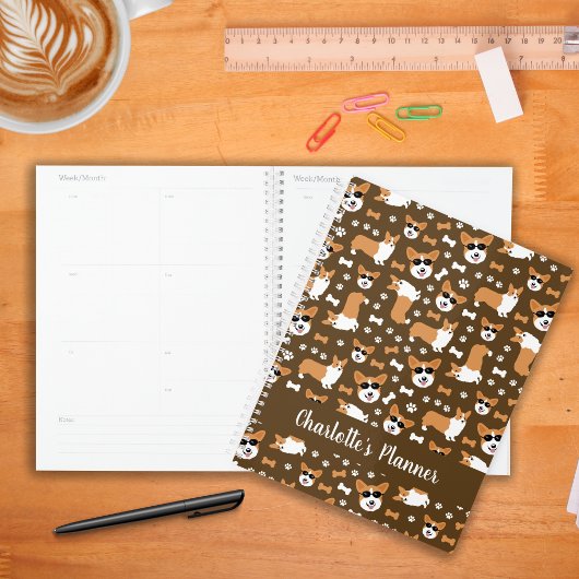 Cute Corgis Welsh Corgi Dogs Funny Pattern Planner