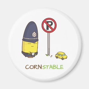 Cute Corn Constable Traffic Police Amusing Pun Magneet