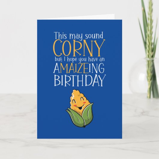Cute Corny Corn Maize Pun Funny Birthday Kaart (Voorkant)