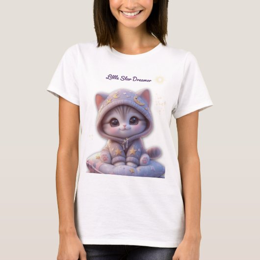 Cute Cosmic Cat – Pastel Space Kitten T-Shirt (Voorkant)