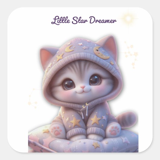 Cute Cosmic Cat Sticker (Voorkant)
