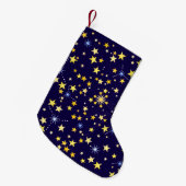 Cute Cosmic Pattern Sterrennacht Galaxy Navy Blue Kleine Kerstsok (Voorkant (Hangend))
