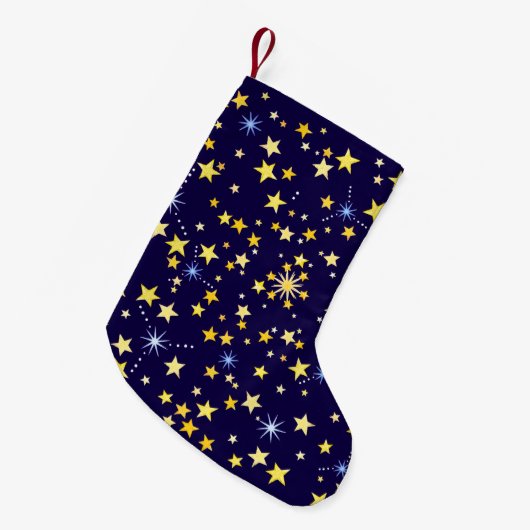 Cute Cosmic Pattern Sterrennacht Galaxy Navy Blue Kleine Kerstsok (Voorkant (Hangend))
