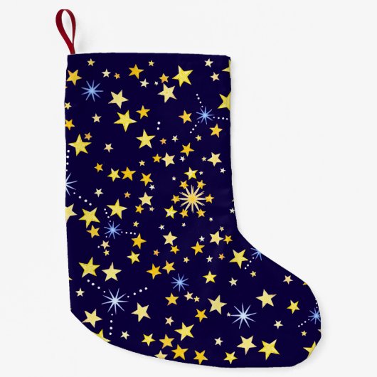 Cute Cosmic Pattern Sterrennacht Galaxy Navy Blue Kleine Kerstsok (Voorkant)