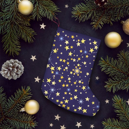 Cute Cosmic Pattern Sterrennacht Galaxy Navy Blue Kleine Kerstsok