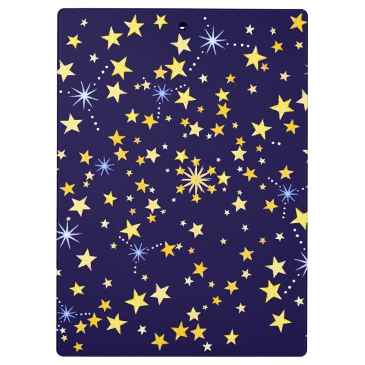 Cute Cosmic Pattern Sterrennacht Galaxy Navy Blue Klembord (Achterkant)