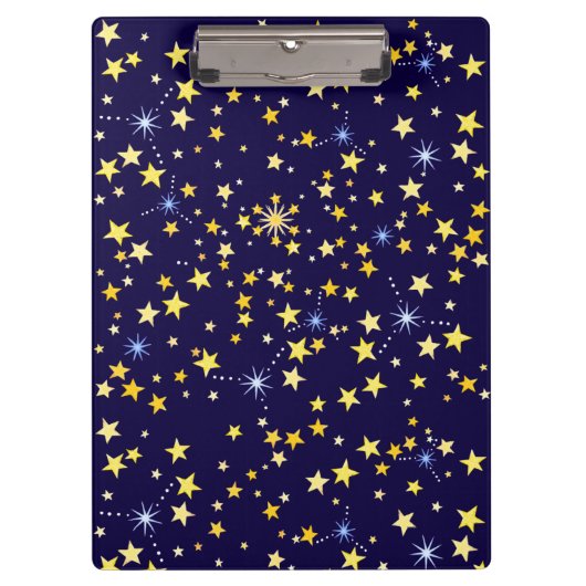 Cute Cosmic Pattern Sterrennacht Galaxy Navy Blue Klembord (Voorkant)