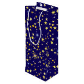 Cute Cosmic Pattern Sterrennacht Galaxy Navy Blue Wijn Cadeautas (Achterkant Gekanteld)
