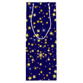 Cute Cosmic Pattern Sterrennacht Galaxy Navy Blue Wijn Cadeautas (Achterkant)