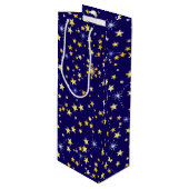 Cute Cosmic Pattern Sterrennacht Galaxy Navy Blue Wijn Cadeautas (Voorkant Gekanteld)