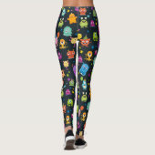 Cute Costume Monster Halloween Feestpatroon Leggings (Achterkant)