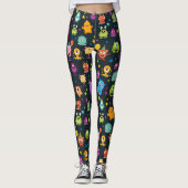 Cute Costume Monster Halloween Feestpatroon Leggings (Voorkant)