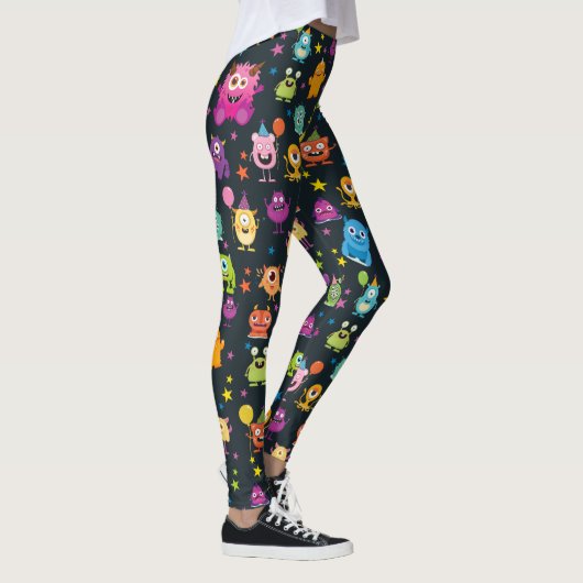 Cute Costume Monster Halloween Feestpatroon Leggings (Rechts)