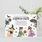 Cute Costumes Modern Halloween Party Invitation Kaart (Staand voorkant)