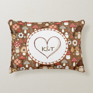 Cute Cottage Core Paddenstoelen en Bloemen Accent Kussen