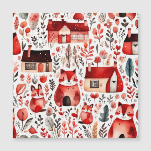 Cute cottage core rood veld Magnetisch Frame Magnetische Uitnodiging