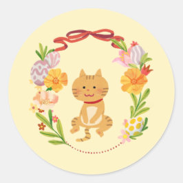 Cute Cottage Happy Easter  Ronde Sticker