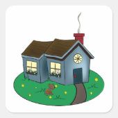 Cute Cottage Home Vierkante Sticker (Voorkant)