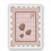 Cute Cottagecore Aardbeipostzegelsticker Sticker (Voorkant)