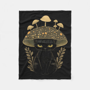Cute Cottagecore Aesthetic Cat Mushroom Women Kids Fleece Deken