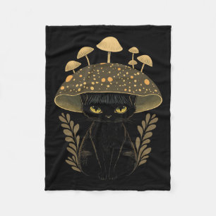Cute Cottagecore Aesthetic Cat Mushroom Women Kids Fleece Deken