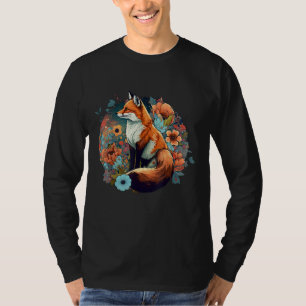 Cute Cottagecore Bloemrijke Vos Esthetiek Meisjes T-shirt