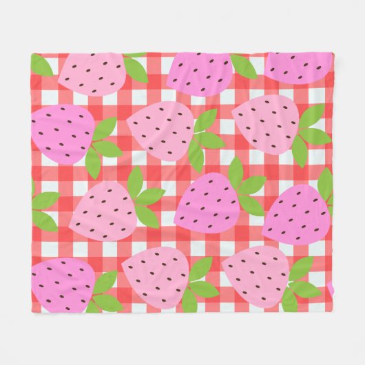 Cute Cottcore aardbei Pset in Red Fleece Deken (Voorkant (Horizontaal))