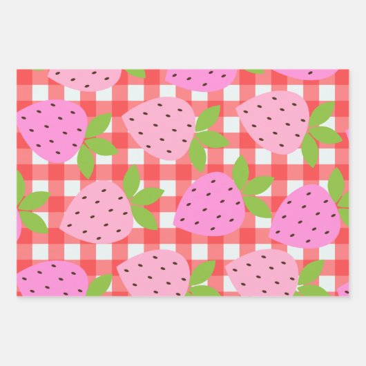 Cute Cottcore aardbei Pset in Red Inpakpapier Vel (Voorkant 3)