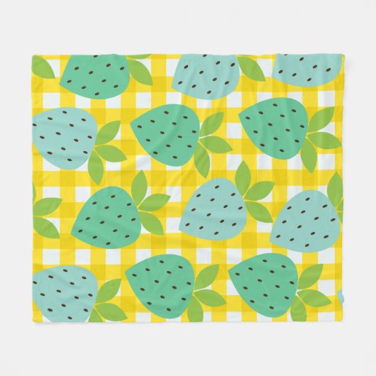 Cute Cottcore  aardbeien Pset Yellow Fleece Deken (Voorkant (Horizontaal))