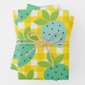 Cute Cottcore  aardbeien Pset Yellow Inpakpapier Vel (In situ)