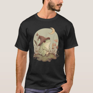 Cute Cottcore Aesthetic Frog Mushroom Moon Witc T-shirt