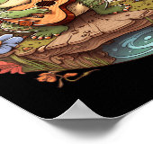 Cute Cottcore Aesthetische kikker die Banjo op zij Poster (Hoek)