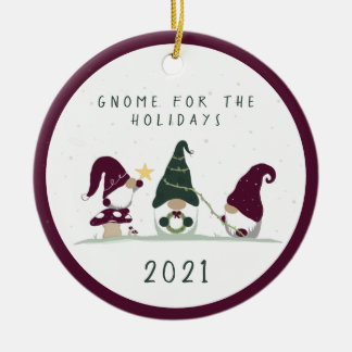 Cute Cottcore Gnome voor de Feestdagen - magenta- Keramisch Ornament