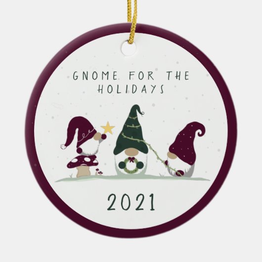 Cute Cottcore Gnome voor de Feestdagen - magenta- Keramisch Ornament (Voorkant)