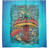 Cute Cottcore kikker met paddenstoeldesign Douchegordijn (Voorkant)